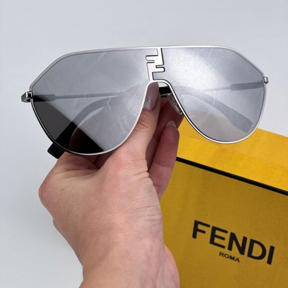 Fendi FE40080U FF MATCH 12C BRAND NEW Sunglasses Ruthenium Mirror Unisex Round - Picture 1 of 13